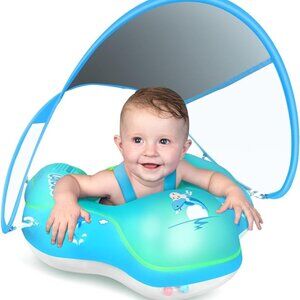 LAYCOL Baby Swimming Float Inflatable Baby Pool Float Ring with Sun Protection
